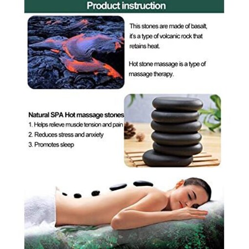 Shop Dsyyf Spa Hot Massage Stone Set With Heater Box Natural Black Basalt Ston Dragon Mart Uae