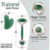 Picture of 100% Natural Jade Stone Roller & Gua Sha Scraping Tool Kit Anti Ageing