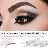 Picture of 30Pcs Eyebrow Tattoo Needle With Cap Disposable Sterilized