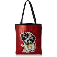 Picture of Reversible Sequins Puppy Design Tote Bag Red