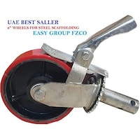 Picture of Red Pu On Cast Iron Scaffolding Heavy Caster