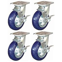 Picture of Globe Enduranced Nylon Caster 4" Wheels Blue Fixed, Swivel