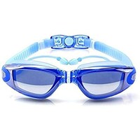 Picture of Swimming Goggles With Earplugs Shield Anti-Fog Uv Protection ,Blue