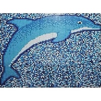 Picture of Dolphin Pattern Swimming Pool Glass Mosaic Art Pt25104