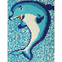 Picture of Dolphin Pattern Swimming Pool Glass Mosaic Art Blue Pt25302