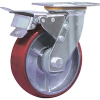 Picture of GLM Polyurethane Total Lock Caster Wheel, WH30125PUB2, 5inch, Red