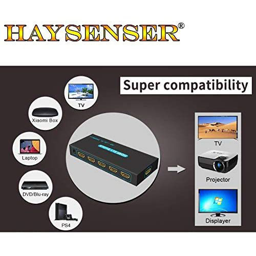 Shop HAYSENSER 4K 5 Port HDMI 5 In 1 Out Adapter HDCP Switcher 1080P connect 5 HD devices to 1 HDTV PS3 DVD (3 in 1 HDMI Switcher) | Dragon Mart UAE