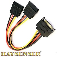 Picture of Haysenser SATA Cables, SATA 15-Pin Male to 2 x 15-Pin Female Power Extension Cable, Length: 15CM
