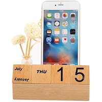 Picture of Solid Maple Wood Calendar Blocks with Phone and Pen Stand 