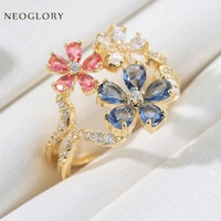Picture of 2020 Colorful Trendy Flower Ring Made With Cubic Zircon Rings