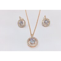 Picture of Neoglory Sparkling Necklace With Earrings, Rose Gold