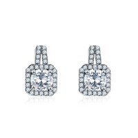 Picture of Simple Style Square Shape Stud Earrings With Clear Zircon