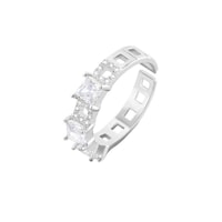 Picture of White Gold Clear Diamond Square Open Finger Ring Women