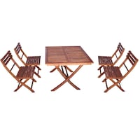 Picture of Yatai Acacia Wood Square Bistro Dining Table Set, 5Pcs