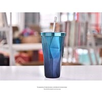 Picture of Chrome Tumbler with Straw and Lid, A2, 480ml, Blue