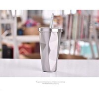 Picture of Chrome Tumbler with Straw and Lid, A3, 480ml, Silver