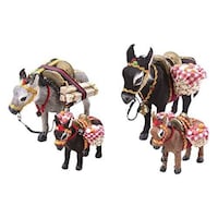Picture of Daweigao Faux Fur Donkeys Set Of 4 - Multi Color