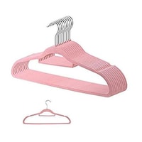 Picture of Flocked Hangers,Gently Grip Hooks Light Weight Coat Racks-10Pcs Pink
