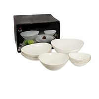 Picture of Yatai Ceramic Bowl Dinner Set, White, Set of 12