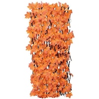 Picture of Expandable Wicker Maple Leaves Wooden Fence, 3 Pieces, Orange