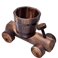 Picture of Yatai Wooden Car Shaped Design Plant Pot, Brown