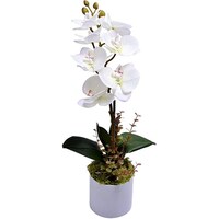 Picture of Yatai Artificial Potted Orchid Flowers with Plastic Pot, White