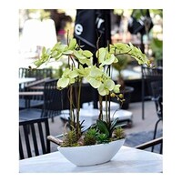 Picture of Yatai Silk Artificial Orchid Flowers In Ceramic Vase, Yellow