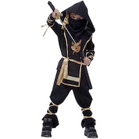 Picture of Deluxe Golden Dragon Ninja Costume For Boys - Black & Gold