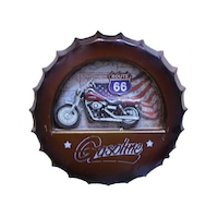 Picture of Gasoline Station Round Wall Décor Plaque, Brown