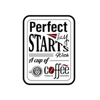 Picture of A Cup Of Coffee Sign Wall Décor Plaque, White & Black