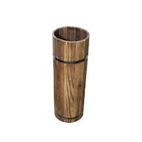 Picture of Wooden Drum Shaped Flower Pot, Brown