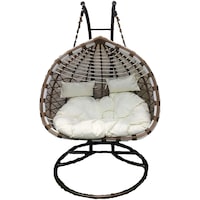 Picture of Double Seater Golden Rattan Swing Cushion Chair - Beige