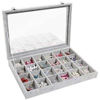 Picture of 24 Grid Velvet Jewelry Tray For Drawers
