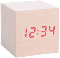 Picture of Kikkerland AC22 Clap-On Cube Alarm Clock, Light Wood