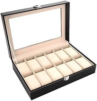 Picture of High-Grade 12 Compartment Wood Watch Box Organizer Case, Black