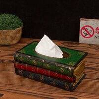 Picture of European Style Retro Book Shaped Napkin Holder Cover, Green
