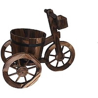 Picture of Home,Garden,Shop,Market,Company Decoration Artificial Plants Tricycle-Shaped Wooden Flower Pot - Brown