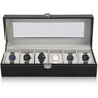 Picture of Fashion 6 Grid Casket Watch Winder Boxes, Black