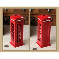 Picture of Royalds British Phone Booth Model Piggy Bank Wrought Iron Postbox Child Piggy Bank Small Ornaments Creative Gift Gift
