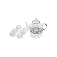 Picture of Tea Set with Burner, 9 pcs, Clear