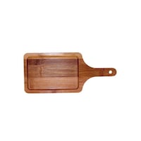 Picture of Wooden Rectangular Plate with Handle, Brown