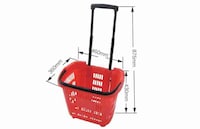 Picture of Takako Super Market Adjustable Plastic 2 Wheel Shopping Cart - Red