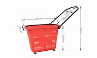 Picture of Takako Super Market Adjustable Plastic 4 Wheel Shopping Cart - Red