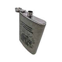 Picture of Stainless Steel Bear Flask with Leather Cover, Green