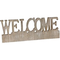 Picture of Decorative Wood Hanging "Welcome" Sign Board, Brown