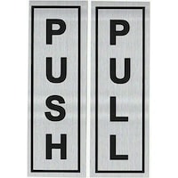 Picture of ZL Door Pull & Push Sign Stickers, Silver - 6 x 18 cm