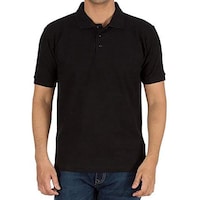Picture of Sandhu Solid Collared T-shirt with Short Sleeves, Black