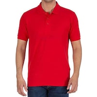 Picture of Sandhu Solid Collared T-shirt with Short Sleeves, Red