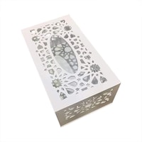 Picture of Wooden Plastic Panel Hollow Carved Tissue Box, White