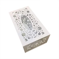 Picture of Wooden Plastic Panel Hollow Carved Tissue Box, White